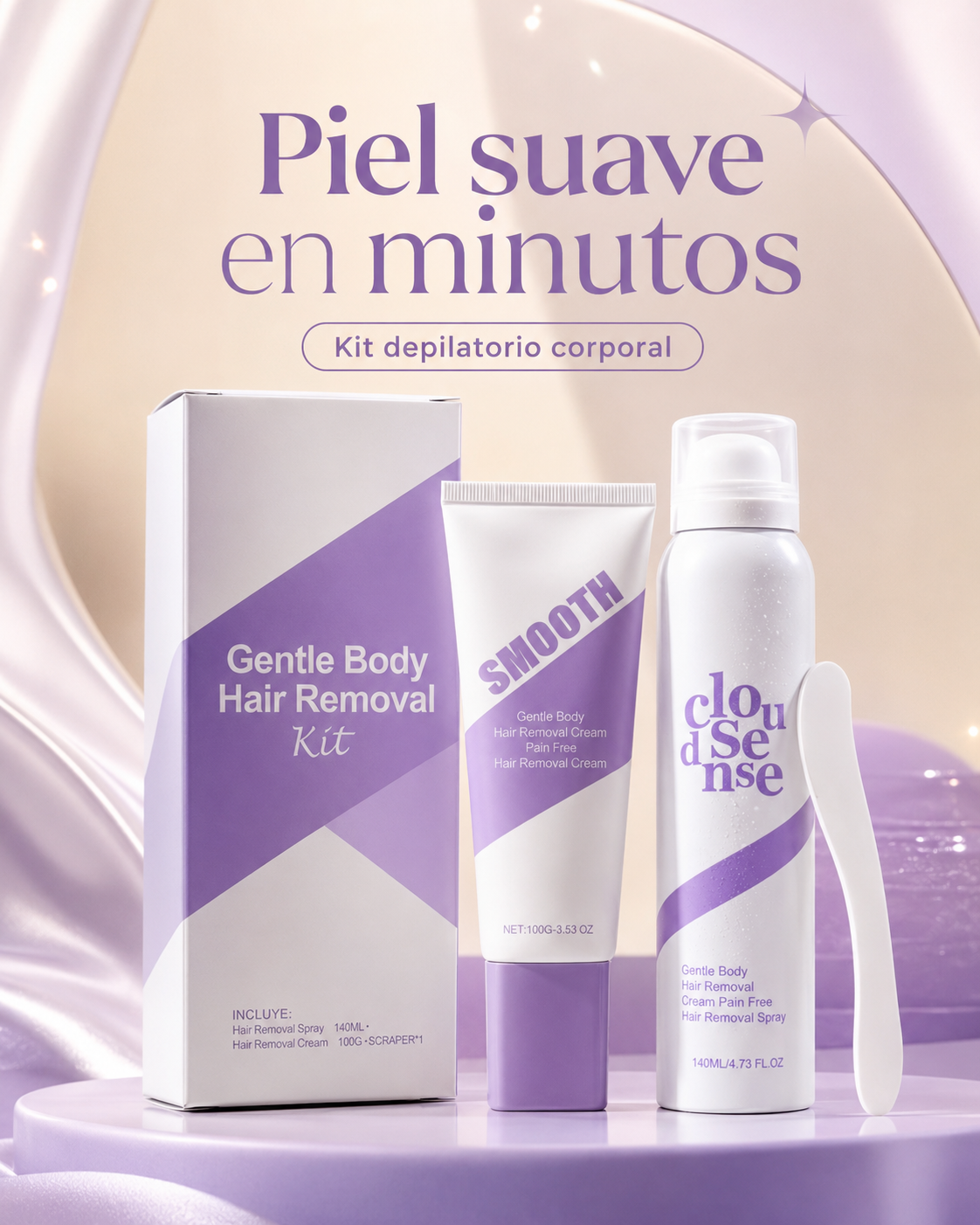 KIT DEPILADOR SUAVE (REMOCIÓN DE VELLO SIN DOLOR)
